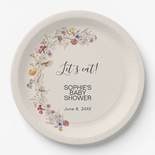 Wildblume Baby in Blütendusche Pappteller (Vorderseite)