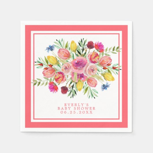 Wildblume Baby in Blütendusche Serviette (Vorderseite)