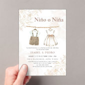 Wildblume Baby Kleidung Spanisch Gender Reveal Acryleinladungen (Insitu (Handheld))