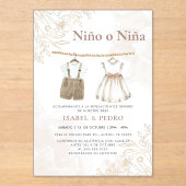 Wildblume Baby Kleidung Spanisch Gender Reveal Acryleinladungen (Vorderseite)