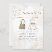 Wildblume Baby Kleidung Spanisch Gender Reveal Einladung (Vorderseite)