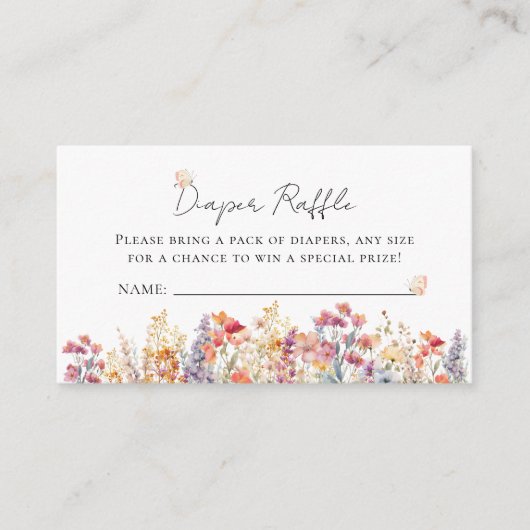 Wildblume Baby Showdiaper Raffle Ticket Begleitkarte (Vorderseite)