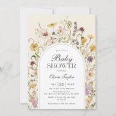 Wildblume Baby Shower Arch Einladung (Vorderseite)