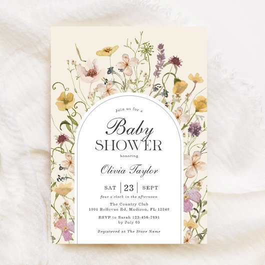 Wildblume Baby Shower Arch Einladung