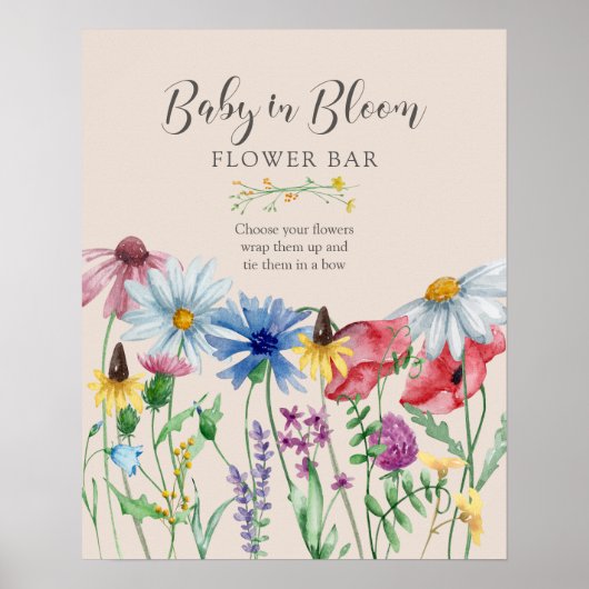 Wildblume Baby Shower Baby in Bloom Blume Bar Poster (Vorne)