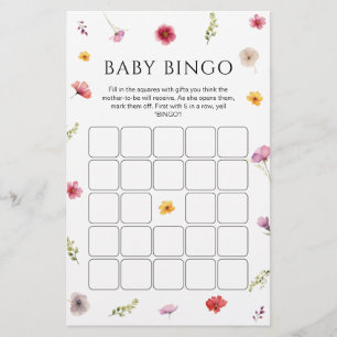 Wildblume Baby Shower Bingo Game