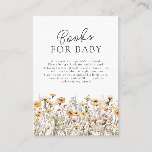 Wildblume Baby Shower Books for Baby Begleitkarte (Vorderseite)