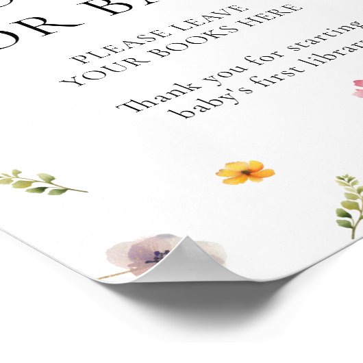 Wildblume Baby Shower Books for Baby Poster (Ecke)