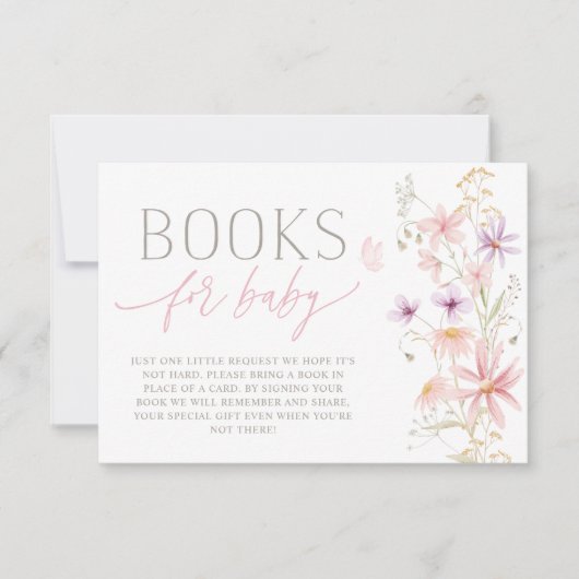 Wildblume Baby Shower Books für Babykarten Einladung (Vorderseite)