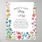 Wildblume Baby Shower "Don't Say Baby" Game Poster (Vorne)