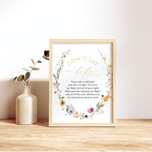 Wildblume Baby Shower "Don't Say Baby" Game Poster