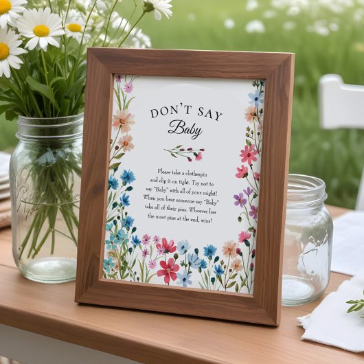 Wildblume Baby Shower "Don't Say Baby" Game Poster