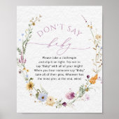 Wildblume Baby Shower "Don't Say Baby" Game Poster (Vorne)