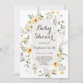 Wildblume Baby Shower Einladung Vorlage, Blumenmus (Vorderseite)