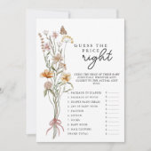 Wildblume Baby Shower Game schätzt die Preiskarte Einladung (Vorderseite)
