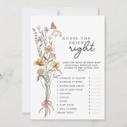 Wildblume Baby Shower Game schätzt die Preiskarte Einladung