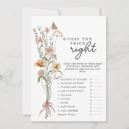 Wildblume Baby Shower Game schätzt die Preiskarte Einladung