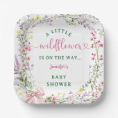 Wildblume Baby Shower Girl Pink Pappteller (Vorderseite)