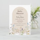 Wildblume Baby Shower Invitation Girl Einladung (Stehend Vorderseite)