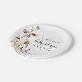 Wildblume Baby Shower Paper Plate Pappteller (Schrägansicht)