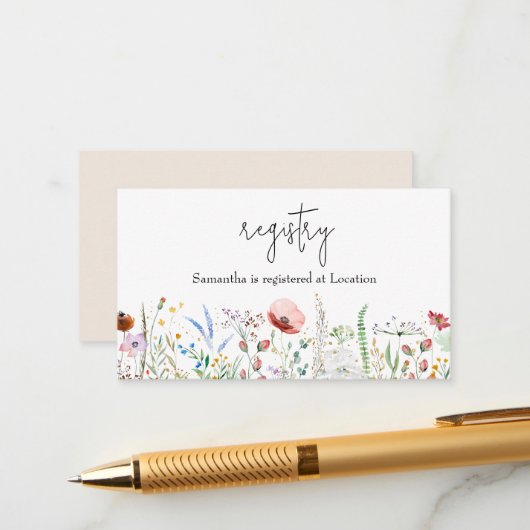Wildblume Baby Shower Registry Begleitkarte (Vorderseite/Rückseite Beispiel)