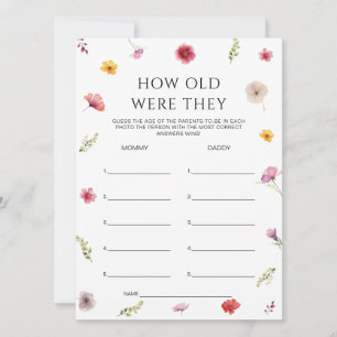 Wildblume Baby Showroom Guess Age Game Card Einladung