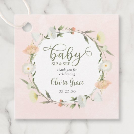 Wildblume Baby Sip und sehen Sie Vielen Dank Geschenkanhänger (Vorderseite)