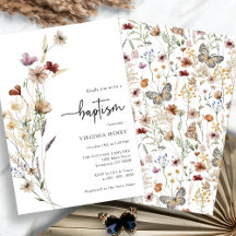 Wildblume Baby Taufe Einladung
