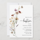 Wildblume Baby Taufe Einladung (Vorderseite)