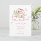Wildblume Baby Tea Party Dusche Einladung (Stehend Vorderseite)