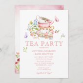 Wildblume Baby Tea Party Dusche Einladung (Vorne/Hinten)