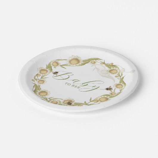 Wildblume Baby to Bee Baby Dusche Pappteller (Schrägansicht)