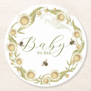 Wildblume Baby to Bee Baby Dusche Runder Pappuntersetzer