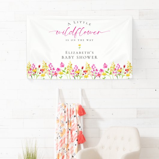 Wildblume Babydusche Aquarellfarben Hintergrund Banner (Insitu)