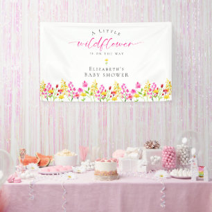 Wildblume Babydusche Aquarellfarben Hintergrund Banner