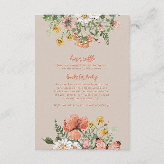 Wildblume Babydusche Begleitkarte (Vorderseite)