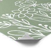 Wildblume Babydusche Begrüßungsanzeige Grün Poster (Ecke)