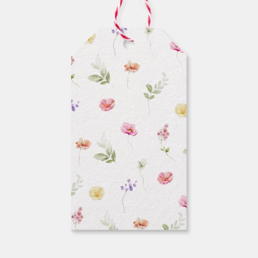 Wildblume Babydusche Danke Geschenkanhänger (Rückseite)