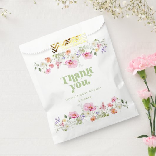 Wildblume Babydusche Danke Geschenktütchen (Versiegelt)