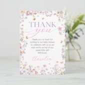 Wildblume Babydusche Danke Karte (Stehend Vorderseite)