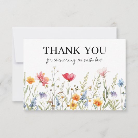 Wildblume Babydusche Danke Karte (Vorderseite)