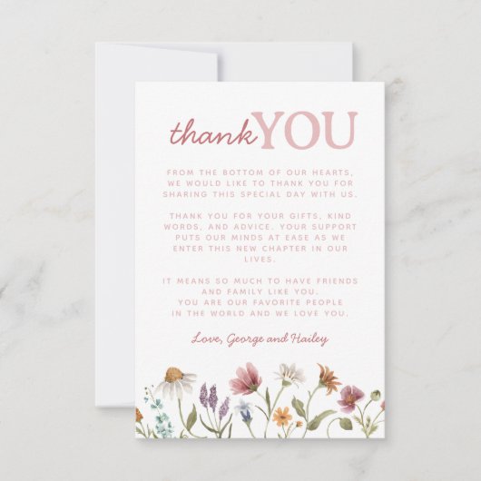 Wildblume Babydusche Danke Karte (Vorderseite)