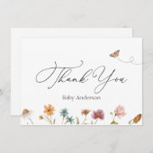 Wildblume Babydusche Danke Note Card Mitteilungskarte (Vorne/Hinten)