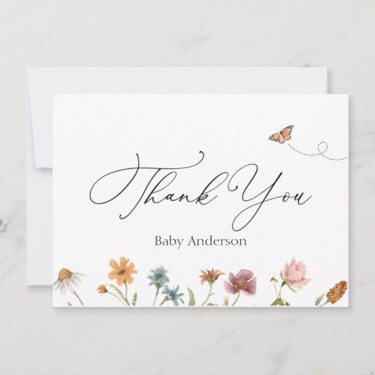 Wildblume Babydusche Danke Note Card Mitteilungskarte (Vorderseite)