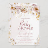 Wildblume Babydusche Einladung (Vorne/Hinten)