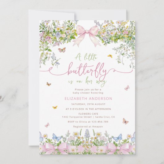 Wildblume Babydusche Einladung (Vorderseite)