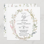 Wildblume Babydusche Einladung (Vorne/Hinten)