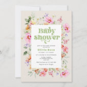 Wildblume Babydusche Einladung (Vorderseite)