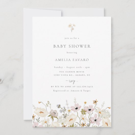 Wildblume Babydusche Einladung (Vorderseite)