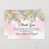 Wildblume Babydusche Flat Danke Karte (Vorne/Hinten)